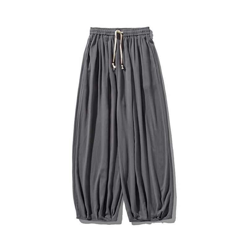 夏季新款大码日系风亚麻棉麻休闲宽松直筒阔腿裤潮K303/P75,男装休闲裤,钱塘713
