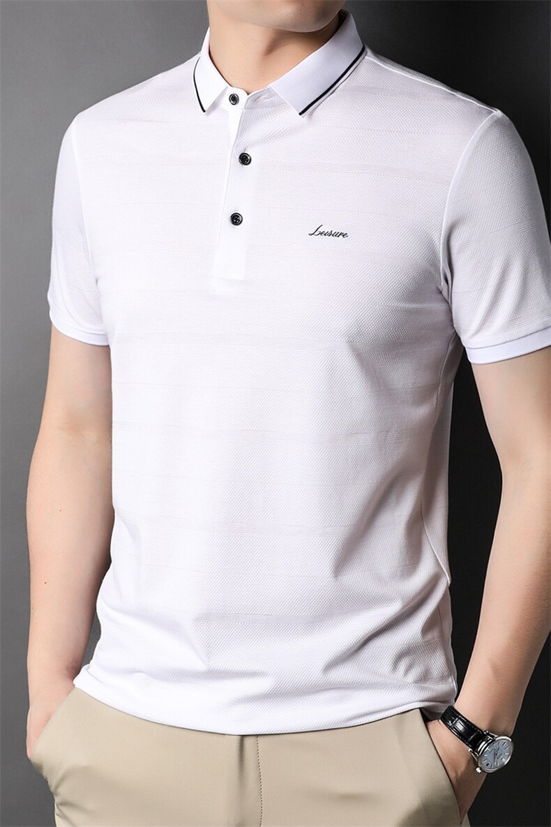 夏季新款男士翻领短袖t恤中年有领男装上衣服休闲POLO衫图片
