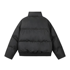 现货5W件冬季三防重磅硬挺boxy短款羽绒立领PU皮棉衣外套加厚棉服，男装棉衣，电商A486