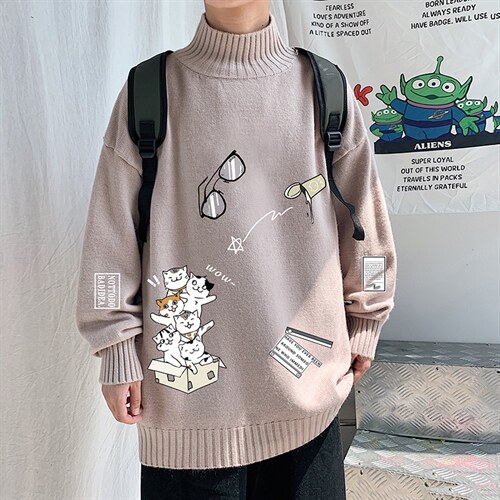 M18115-P45加绒款-P65半高领毛衣男士大码针织衫男毛线衣男，男装针织衫/毛衣，电商A040