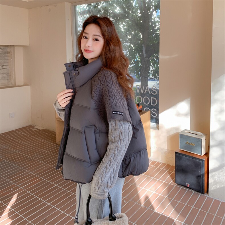 新款大货已出！拼接毛线半袖羽绒服90白鸭绒P285K399,女装羽绒服,2C295