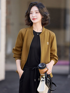 咸菜绿短外套卫衣开衫女春秋小个子休闲欧洲站欧货棒球服夹克上衣图片