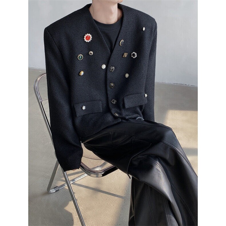 现货！25宝石重工系列手工轻奢钉珠短款西服夹克外套JK89-P178,男装夹克,电商B288
