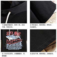 连帽短袖t恤男大码胖子带帽五分袖中袖砖墙挂拍LD54331-P45，男装T恤，电商A040A