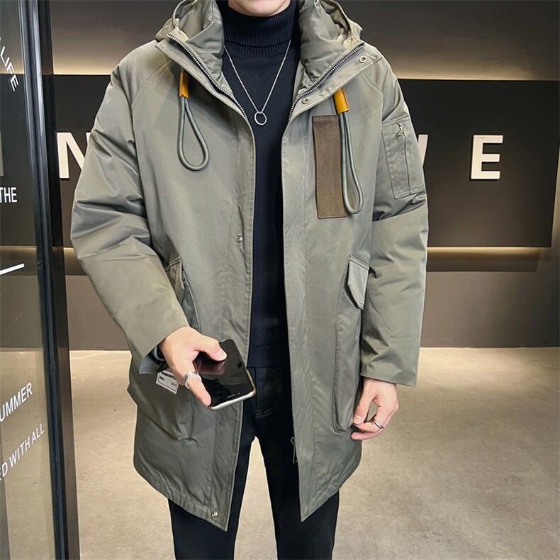 工装白鸭绒休闲宽松中长款羽绒服外套Y1818-P308控428货足XZ402-2,男装羽绒服,星座402-2
