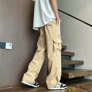 日系复古工装裤子男夏季潮牌宽松感多口袋休闲阔腿拖地裤F19/P40图片
