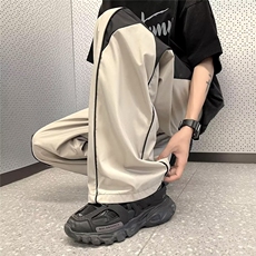 条纹宽松型时尚潮牌直筒慵懒长裤夏季男青春流行休闲裤运动裤，男装休闲裤，星座716-3