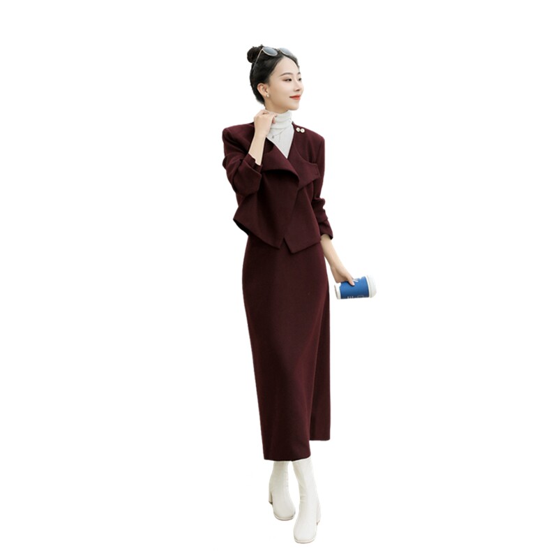 红套装女2024新款秋冬装高级感一整套穿搭盐系轻熟两件套裙,女装套装/套裙,曼娅璐