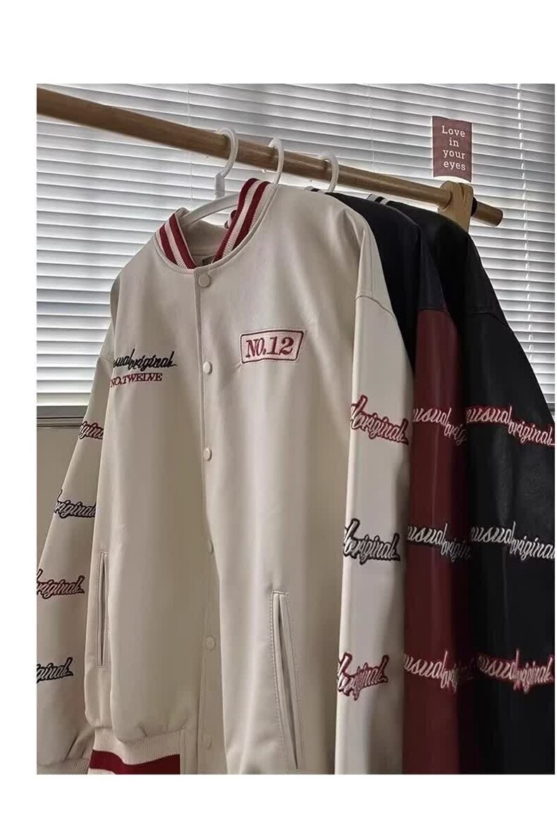美式拼色撞色夹克外套小众设计感宽松痞帅机车皮衣棒球服JKK02P75,男装夹克,电商D256-2(原A064-2)