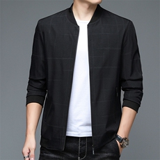 外套男2024春季新款茄克时尚格子棒球服潮流休闲中青年夹克潮P65，男装夹克，钱塘6003A(原)4033A