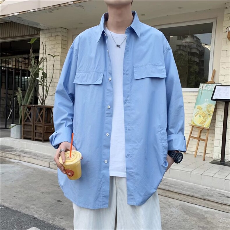 长袖衬衫春款男港风潮流C2001P34图片