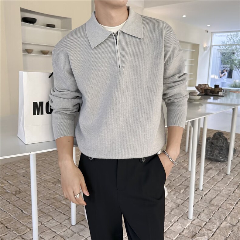 新款秋冬季半拉链毛衣男士针织打底衫潮,男装T恤,星座410-6（原星座1304-1）
