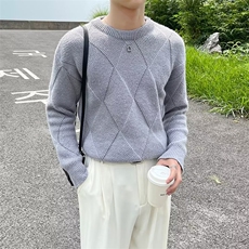 韩版潮牌菱形毛衣男士秋冬季新款基础款套头慵懒风打底针织衫MB61，男装针织衫/毛衣，星座1116A-2（原606A-1）