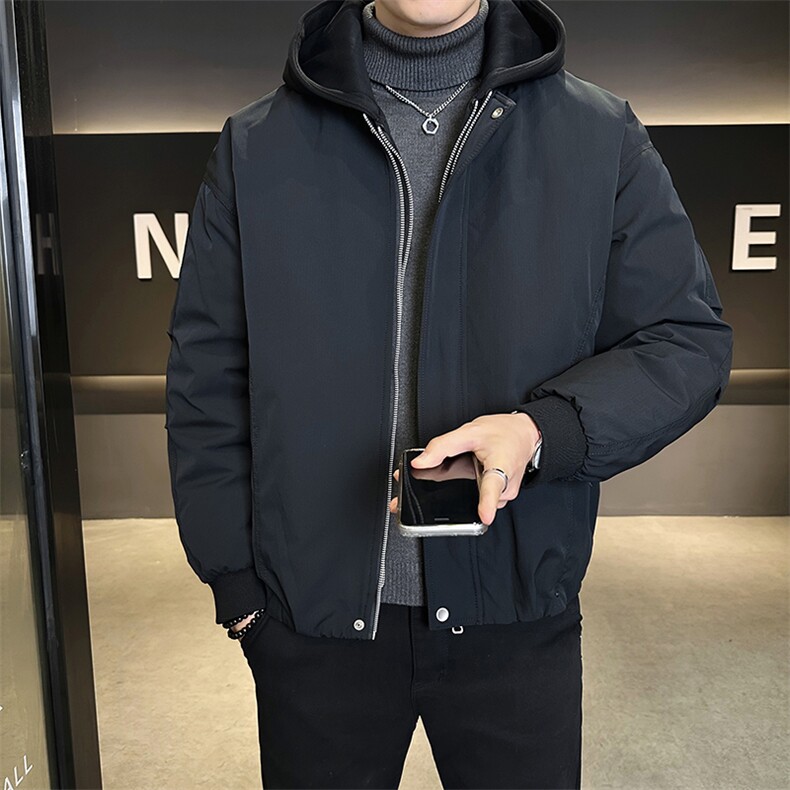 标50绒冬季男士连帽假两件羽绒服休闲加厚外套B338-8538-P215,男装羽绒服,电商B338