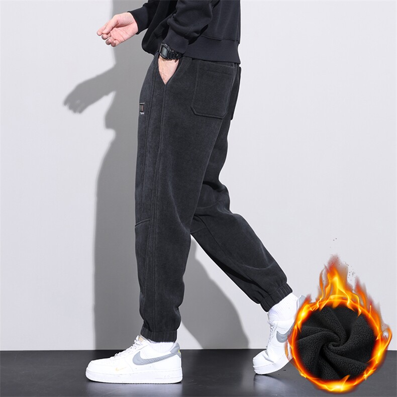加绒休闲长裤子男士冬季宽松灯芯绒加厚保暖运动卫裤JR8009-特P45,男装休闲裤,星座610（原A335）