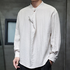 2025春夏亚麻男装新中式唐装风棉麻衬衣圆领汉服衬衫C178-P65，男装衬衫，电商B277(原6028)