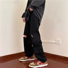 美式秋季男款破洞牛仔裤欧美高街薄款直筒阔腿裤K4437-P37，男装牛仔裤，星座512-2