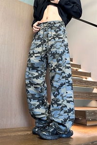 军旅风迷彩工装裤男秋季美式复古cleanfit直筒宽松阔腿休闲长裤子图片