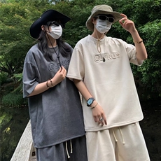 23/夏麂皮绒夏季宽松运动男短裤T恤情侣套装TZQ77-P50，男装牛仔裤，星座1109-3
