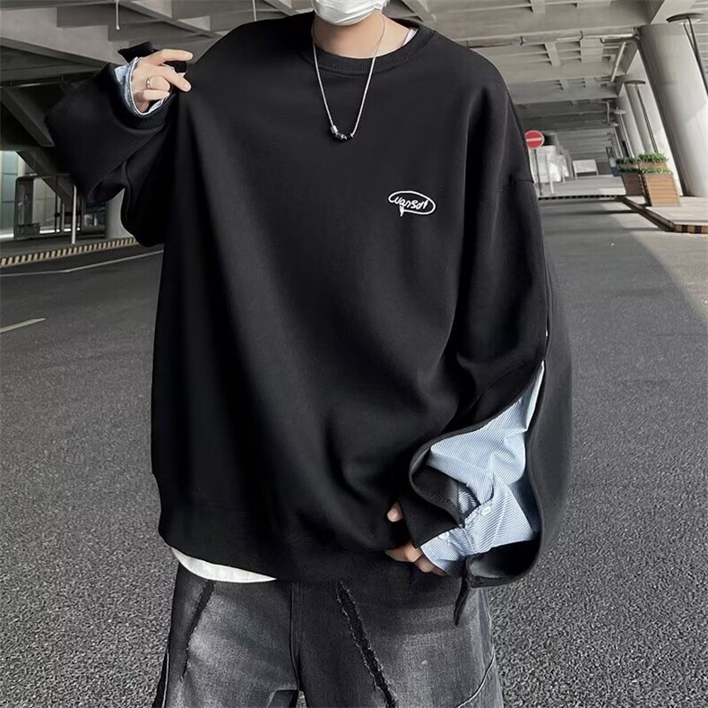 假两件卫衣男韩版潮流高街百搭宽松2024冬季新款ins外套WB345-P43，女装短外套，星座412-2