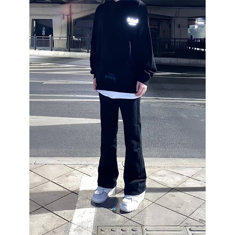 D1106-P38美式纯黑显高显瘦高弹直筒修身百搭微锥牛仔裤图片