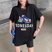 夏季新款重工潮牌烫钻大版T恤，女装T恤，無限度