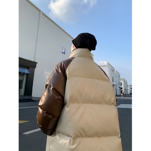 港风街景 拼接撞色面包服时尚立领保暖皮棉服A247-MY520 特批85图片