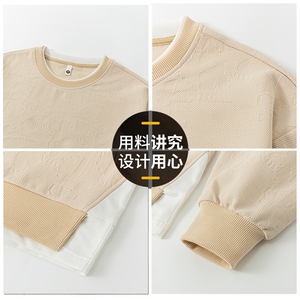 春季现货宽松套头圆领提花卫衣男DSA157B-W5865-P40图片