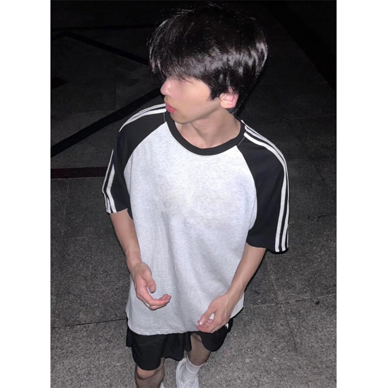 数据支持退换对比230克重磅纯棉三条杠织带插肩袖T恤CZ2305,男装T恤,电商A486