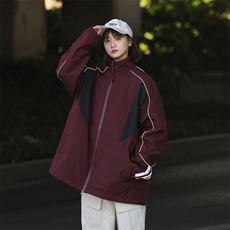 美式拼接运动夹克外套男2024春秋新款潮牌复古机能宽松冲锋衣，男装夹克，电商A409-1