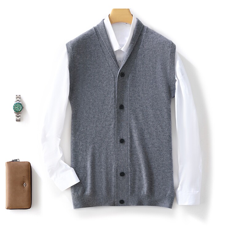 时尚男士秋冬羊毛翻领马甲商务休闲百搭款保暖舒适显瘦设计，男装背心/马甲，邓利维