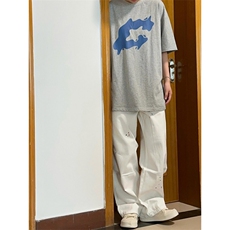 【有货】涂鸦泼墨白色牛仔裤美式oversize裤子高街6677LL-特P48，男装牛仔裤，星座1007（原301D）