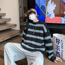 撞色圆领毛衣男春季ins潮流加厚针织衫宽松慵懒风百搭720-P31，男装针织衫/毛衣，星座1109-3