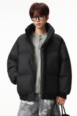新款冬季羽绒立领PU皮棉服棉袄韩版宽松外套A436-2522-P80，男装棉衣，电商A436