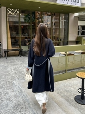 2025年秋季新款长款拼色大衣外套时尚休闲通勤百搭，女装毛呢外套，宸诺服饰