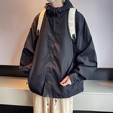 美式夹克男韩版潮流连帽高街帅2024秋冬ins宽松外套W5525-P55，男装夹克，星座412-2