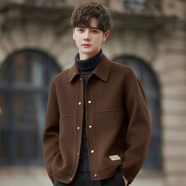 2025冬季休闲短款双面毛呢男士新款夹克潮流外套58001P255控448，男装夹克，电商A355（原A415）