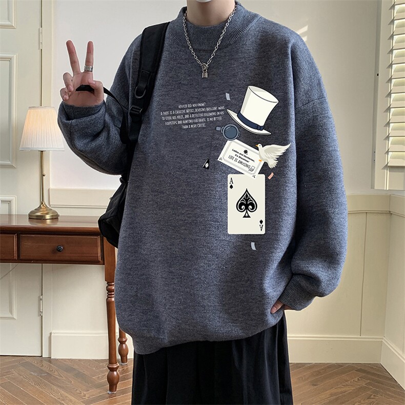 8XL半高领毛衣男大码胖子针织衫毛线衣M18373-P45加绒款-P65,男装针织衫/毛衣,电商A040