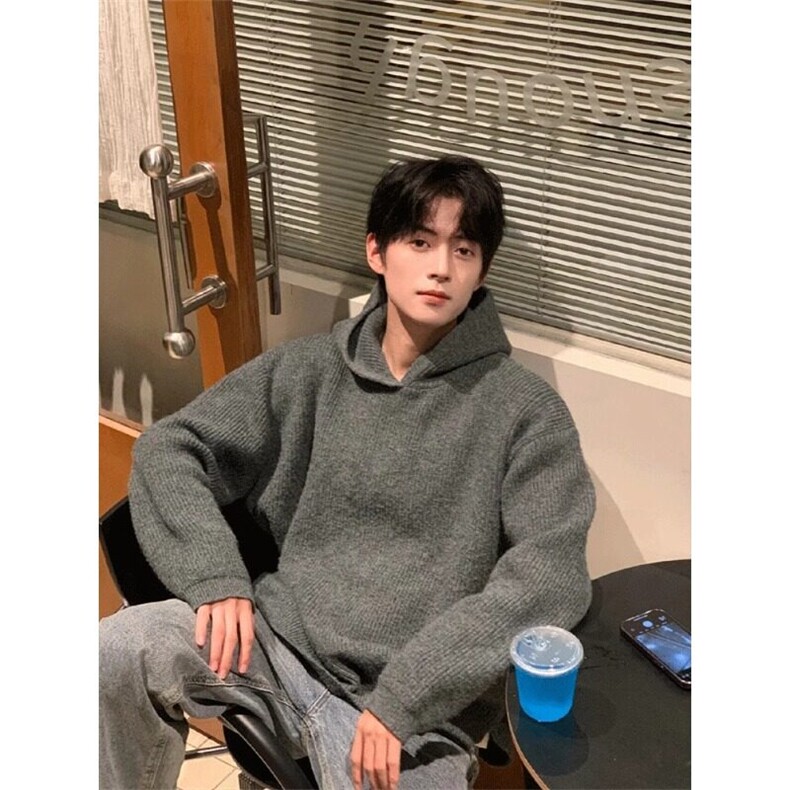 【有货】灰色连帽毛衣高级感针织卫衣外套MY17特P51,男装卫衣,星座908-1