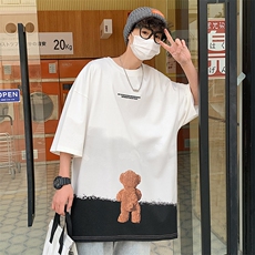 DX107P35港风纯短袖青少年学生百搭高街潮流宽松T恤纯上衣，男装T恤，星座1204-3