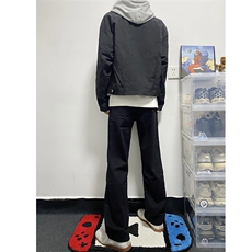 纯黑色牛仔裤男秋季高街微喇直筒裤A080-9601-常规P40，男装牛仔裤，电商A080