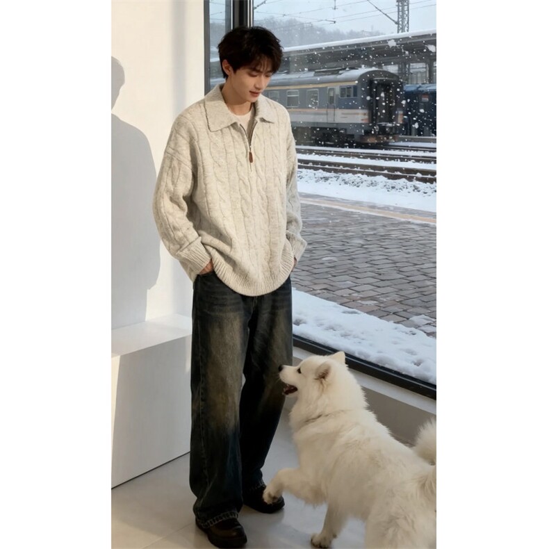 JY721-P58针织开衫宽松休闲情侣毛衣外套潮,男装针织衫/毛衣,星座1501-3
