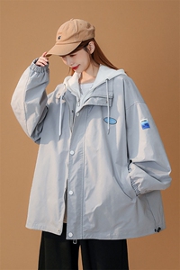 中性风 秋季新款贴标宽松假两件带帽休闲棒球服外套 G371 P65控88图片
