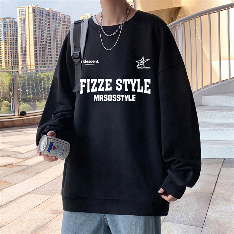 W562P35加绒45美式重磅圆领卫衣男套头上衣长袖潮牌ins休闲外套,女装短外套,星座304A-1