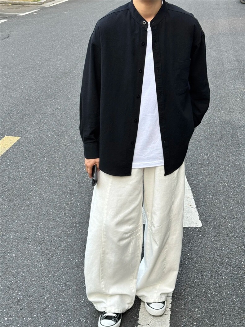 长袖立领仿麻休闲衬衫1302-GC67-P40控68成分100棉,男装衬衫,星座1302