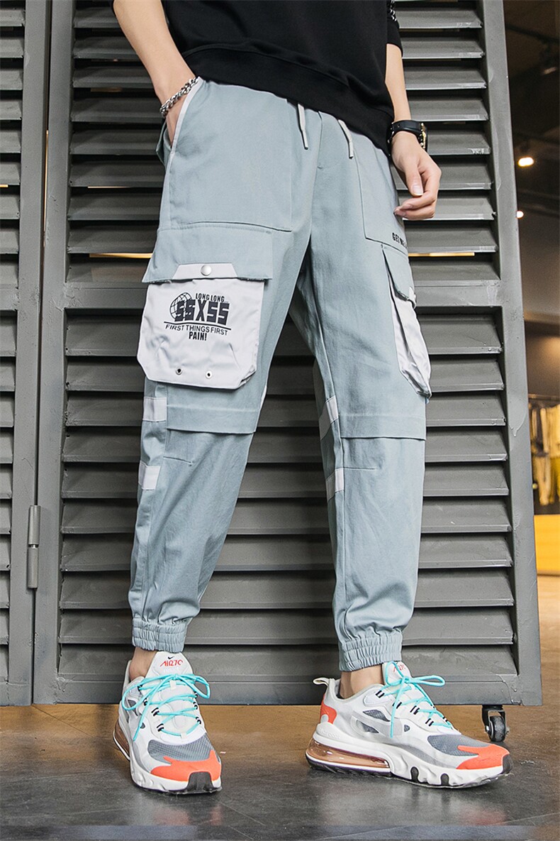 2021春季新款港风原创大口袋工装裤男运动九分裤A438-5103,男装休闲裤,电商A438