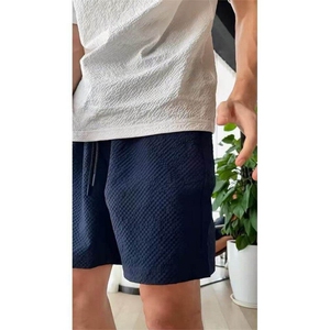 藏青色泡泡纱4分短裤男士夏季薄款美式速干运动裤不过膝五分中裤图片