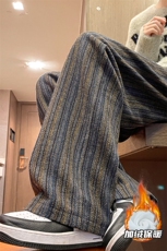8XL-M特大码呢料加绒裤男新年裤条纹卫裤休闲基础款K948P60加绒70，男装休闲裤，电商D206-1