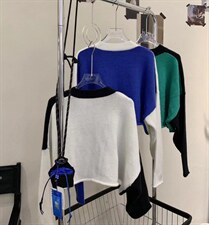 撞色毛衣，女装针织衫/毛衣，Queena PHoebe