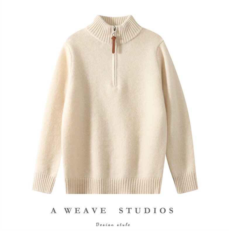 2025秋冬百搭时尚简约半高翻领针织衫长袖，童装儿童羊绒衫，联起羊绒